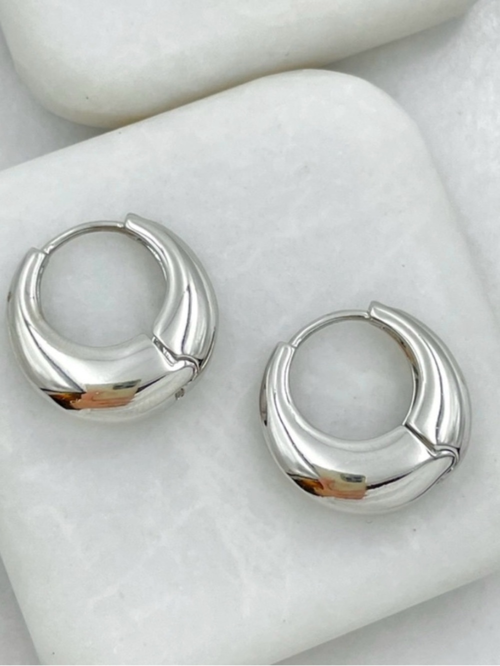 Steinless Still Silver Chunky Hoop Earrings